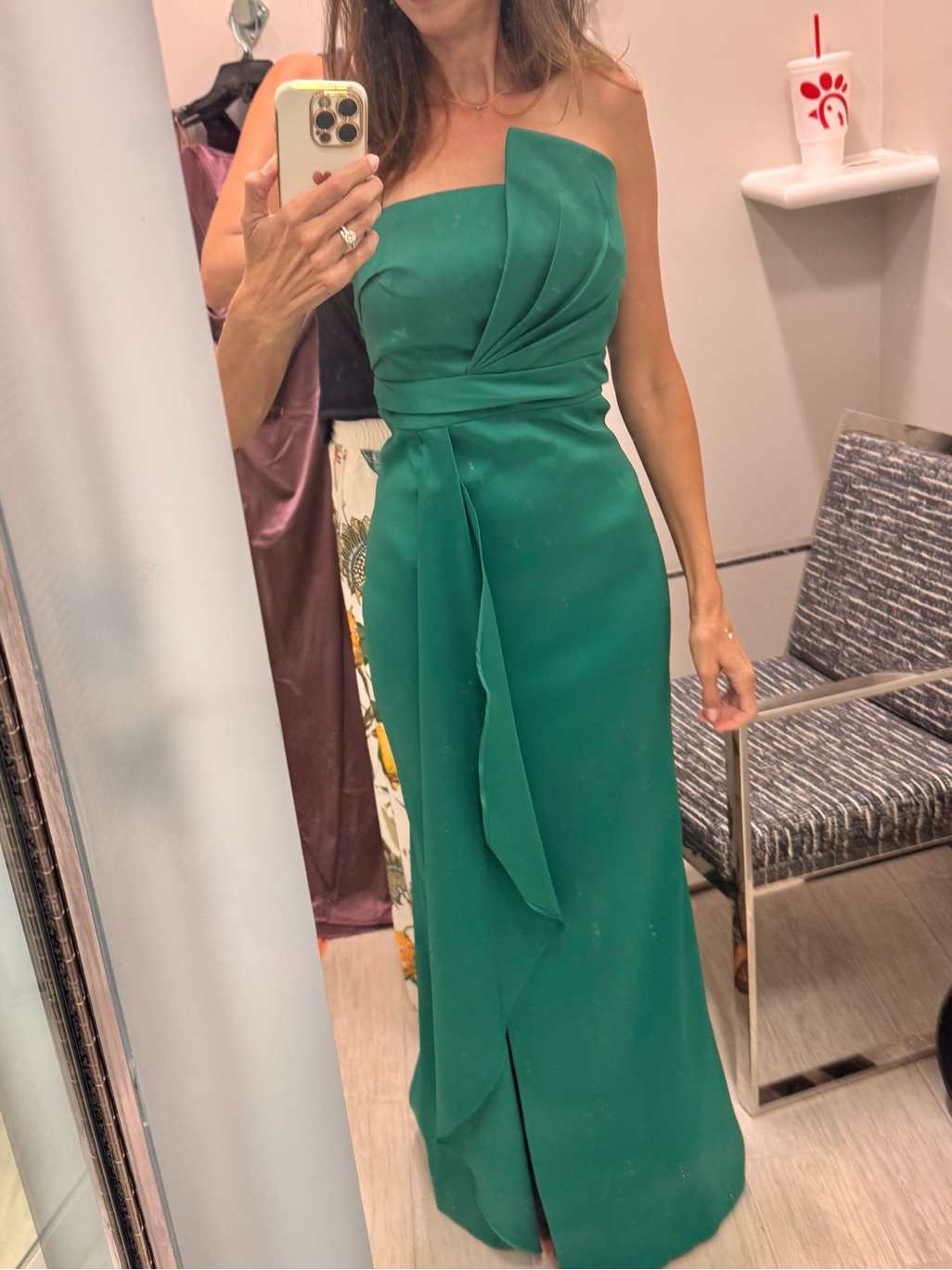 Donna Karan Emerald One-Shoulder Gown